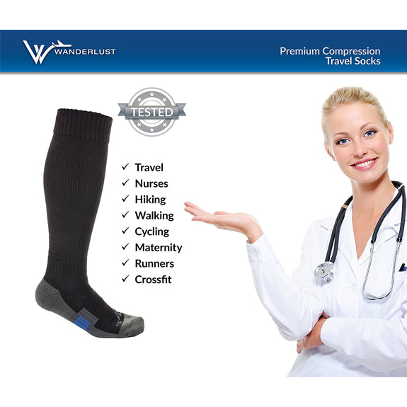 Air Travel Compression Socks to Reduce Swelling and Discompfort