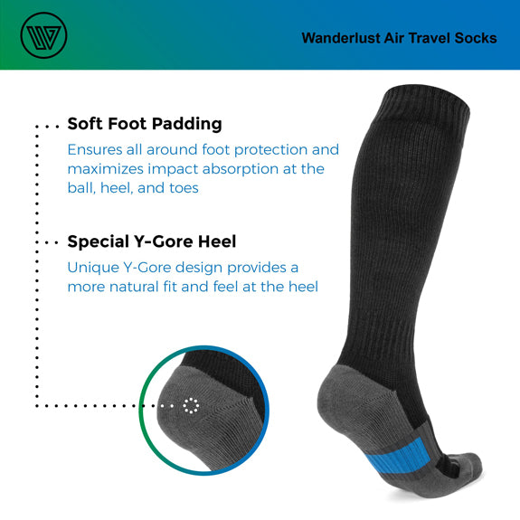 Air Travel Compression Socks Padding and Y-Core Heel